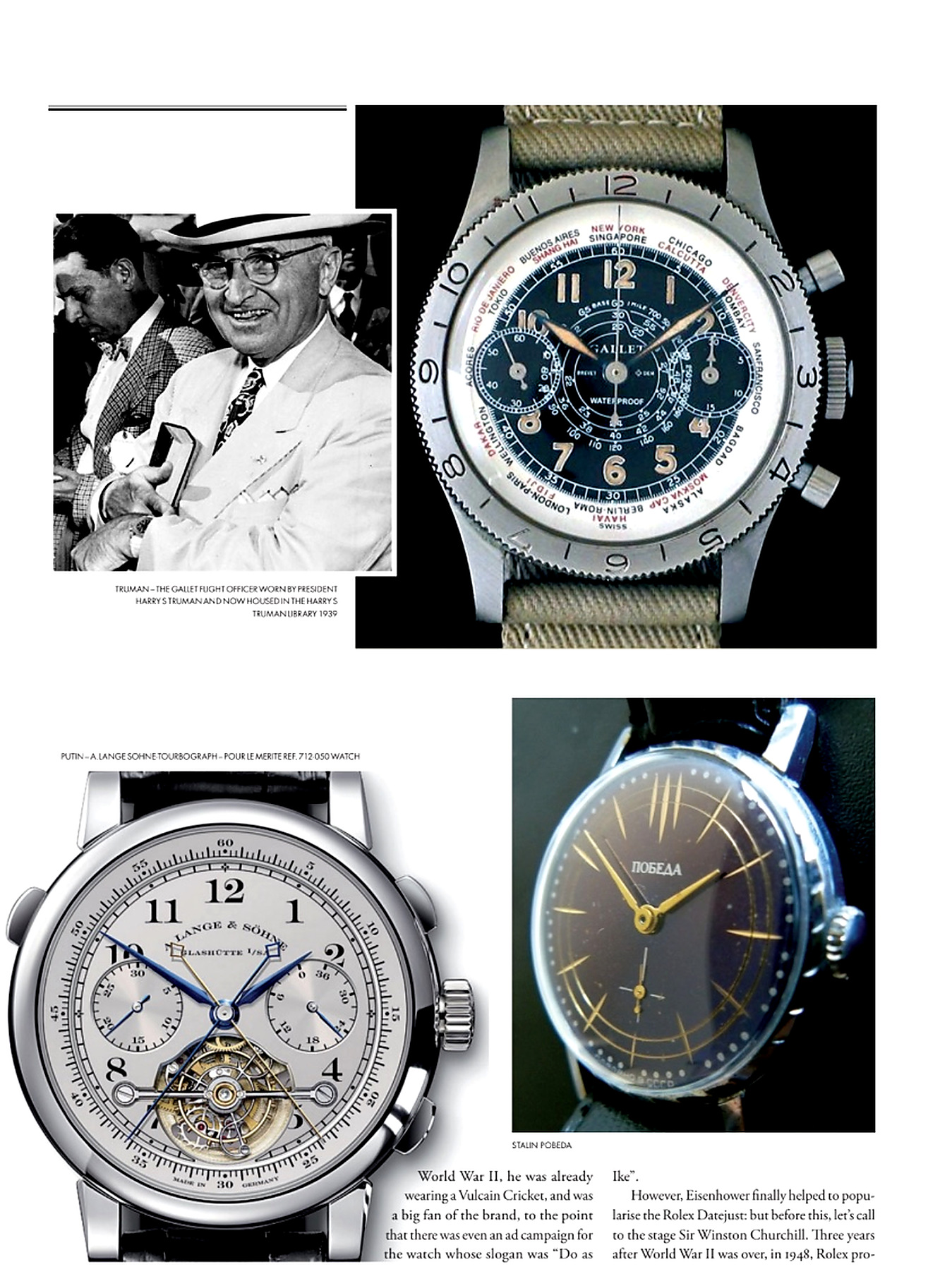 Watches and Power, tidningssida 3: Tidningssida med Harry Truman och historiska armbandsur